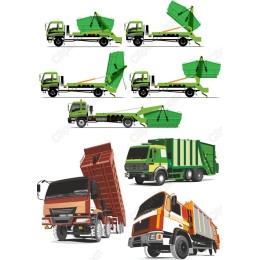 Diverse Truck Collection: Roll-off, Garbage, and Dump Truck s