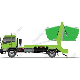 Green Roll-Off Truck