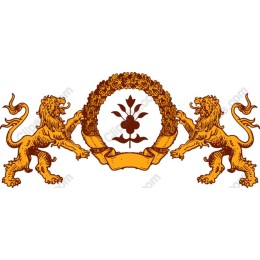 Regal Lions with Floral Wreath