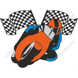 Vibrant Motorcycle Racer with Checkered Flags