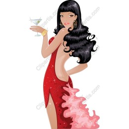 Glamorous Woman in Red Dress