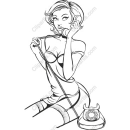 Vintage Glamour Woman with Rotary Telephone