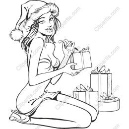 Charming Christmas: Festive Woman with Gifts
