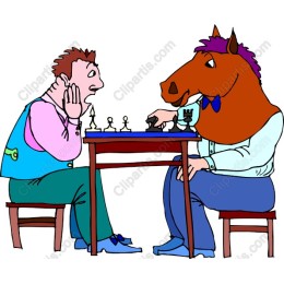 Whimsical Horse Chess Match