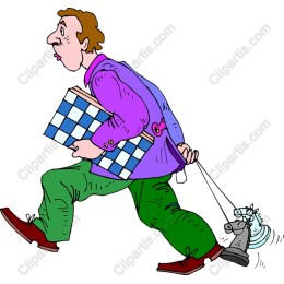 Whimsical Chess Player with Toy Horse