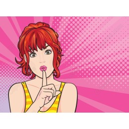 Pop-Art Girl with Shhh Pose