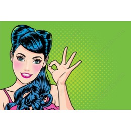 Retro Pop Art - Confident Woman with Blue Hair