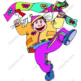 Joyful Animated Character , Colorful Scarf