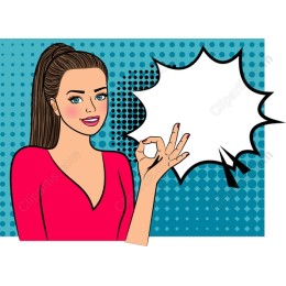 Charming Woman with Speech Bubble