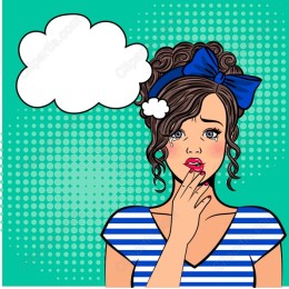 Thoughtful Woman with Speech Bubble