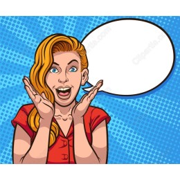 Vibrant Pop Art Woman with Speech Bubble