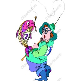 Whimsical Fisherman Catching Fish