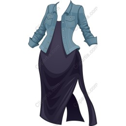 Fashionable Denim Jacket and Elegant Black Dress