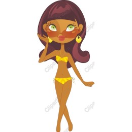 Stylish Summer Woman in Yellow Bikini