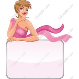 Charming Woman with Customizable Pink Banner
