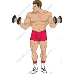 Muscular Man Lifting Dumbbells