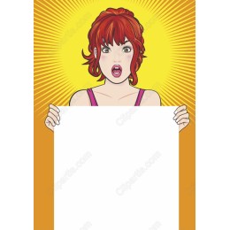 Surprised Woman with Blank Sign