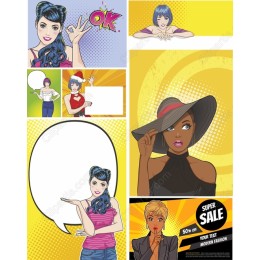 Vibrant Pop Art Set - Fashion & Speech Bubbles