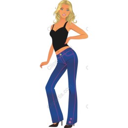 Trendy Woman in Colored Jeans