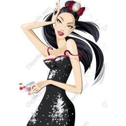 Glamorous Lady in Black Dress