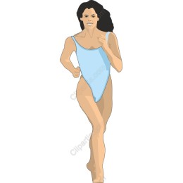 Dynamic Woman Running in Swimsuit