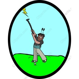 Cartoon Golfer with Lightning
