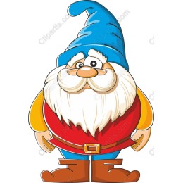 Cartoon Gnome with Blue Hat and Red Tunic