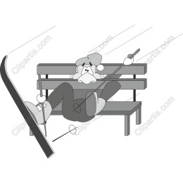 Skiing Mishap on the Bench - Humorous