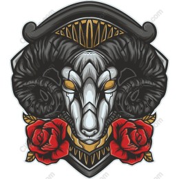 Ram Skull and Roses