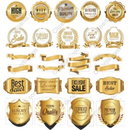 Premium Gold Badge and Ribbon Set