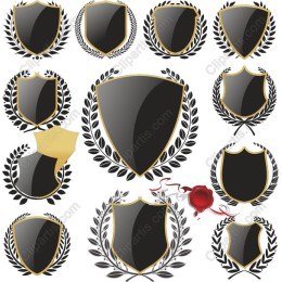 Elegant Black and Gold Shields Set