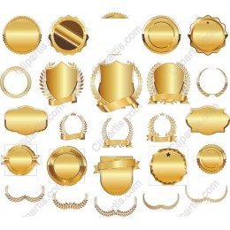 Gold Ribbon Badge Set