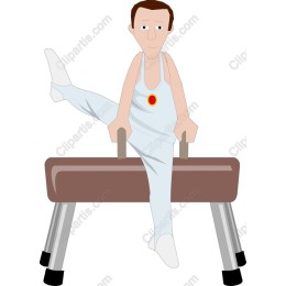 Dynamic Male Gymnast on Pommel Horse