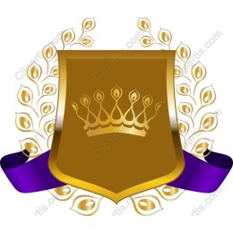 Regal Golden Shield with Crown and Ribbon
