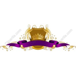 Ornate Golden Shield with Purple Ribbon