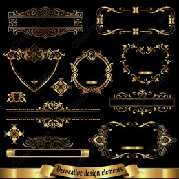 Elegant Gold Decorative Elements Set