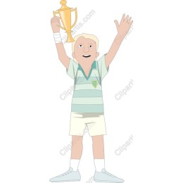 Cartoon Athlete Holding Trophy