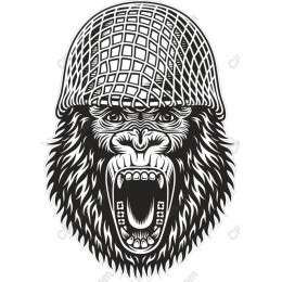 Fierce Gorilla with Military Helmet