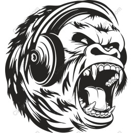 Roaring Gorilla with Headphones