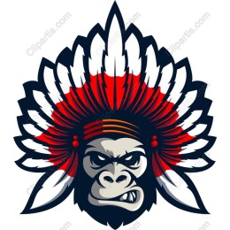Fierce Gorilla with Native American Headdress