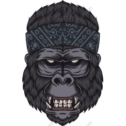 Fierce Gorilla Head with Bandana