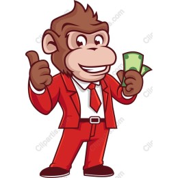 Cheerful Monkey in Red Suit