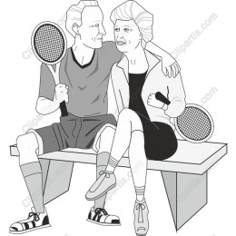 Whimsical Couple Playing Tennis