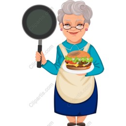 Cheerful Grandmother with Burger