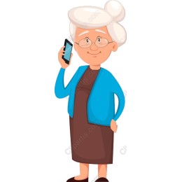 Cheerful Elderly Woman with Mobile