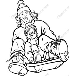 Winter Sledding Family