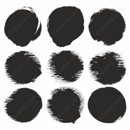 Premium Black Brush Stroke Circles Set