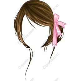 Charming Brown Hair with Pink Bow