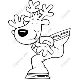 Playful Cartoon Reindeer on Ice Skates