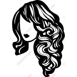 Elegant Black of a Woman with Long Curly Hair